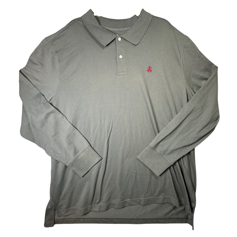 Brooks Brothers Long Sleeve Golf Polo Shirt Supima Cotton Green Classic 2XL NEW